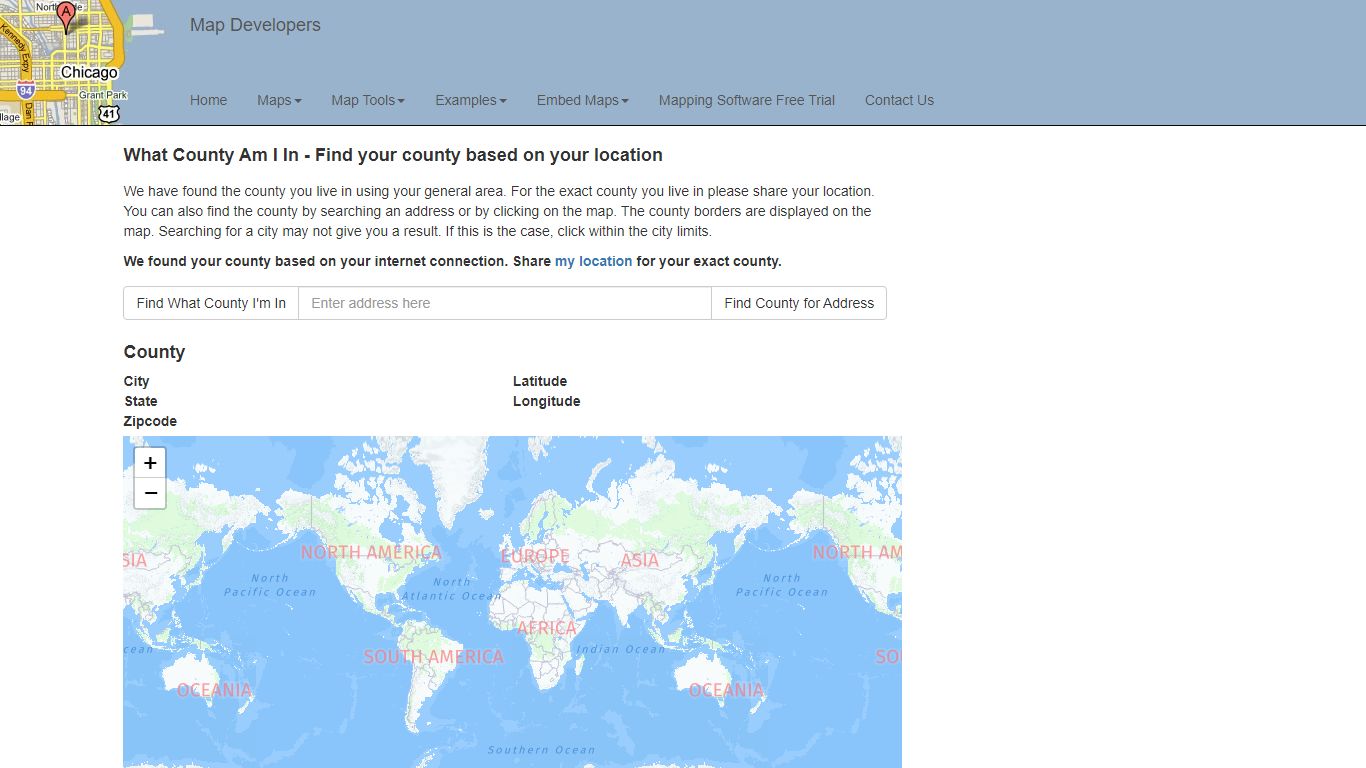 What County am I in - Find your county - Map Developers